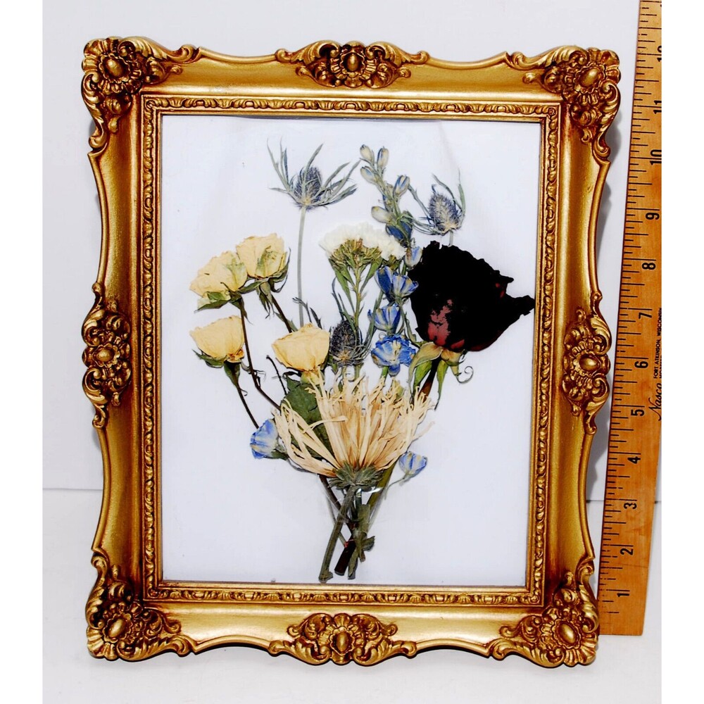 Real Pressed Dried Flowers in Frame Art Decorative 12"X10"
